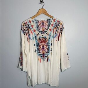 XL Boho Embroidered White Top | Chic Relaxed Blouse